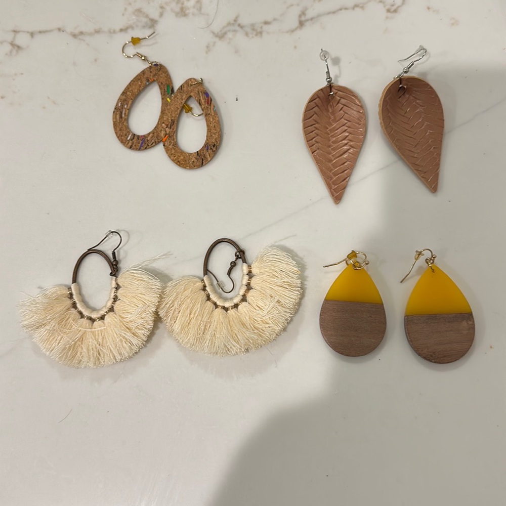 Pack of 4 various hang down earrings, barely worn!